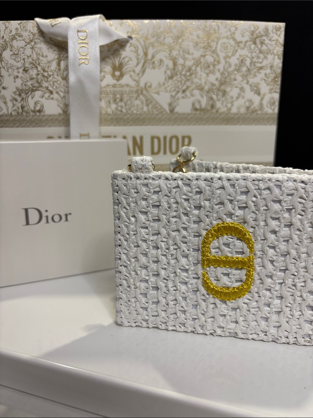 Dior White Woven mirror with CD chain - Picture 2 of 6